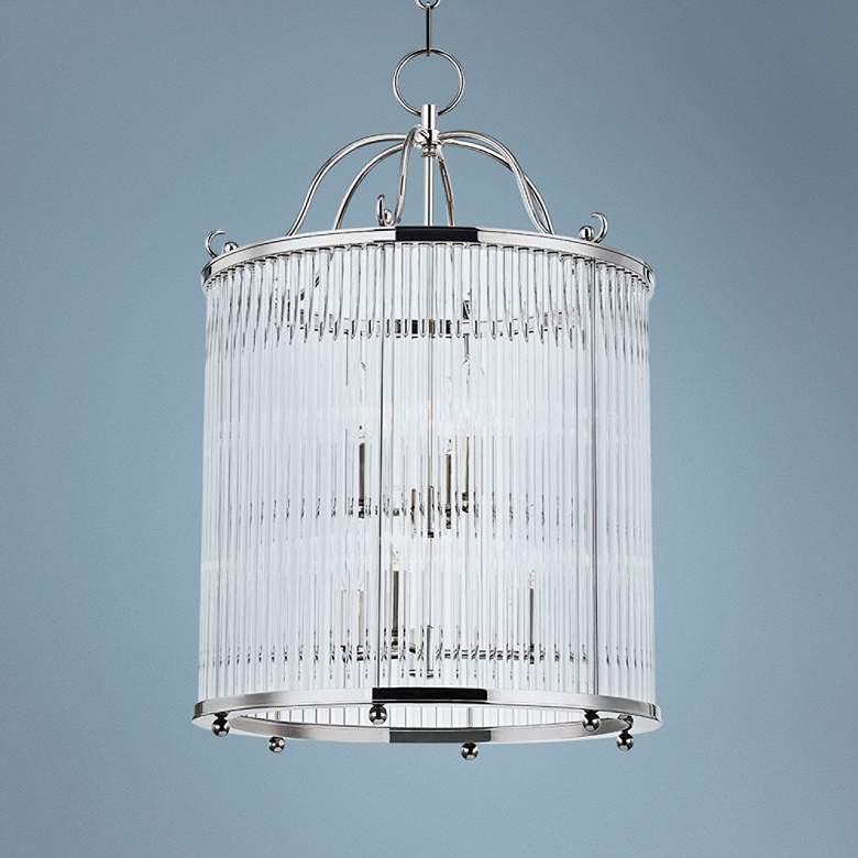 Image 1 Glass No.1 17 1/2 inchW Polished Nickel Crystal Pendant Light