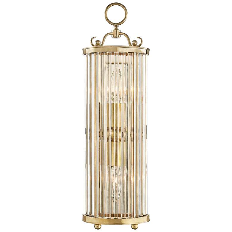 Image 1 Glass No.1 19 inch High Aged Brass and Crystal Wall Sconce