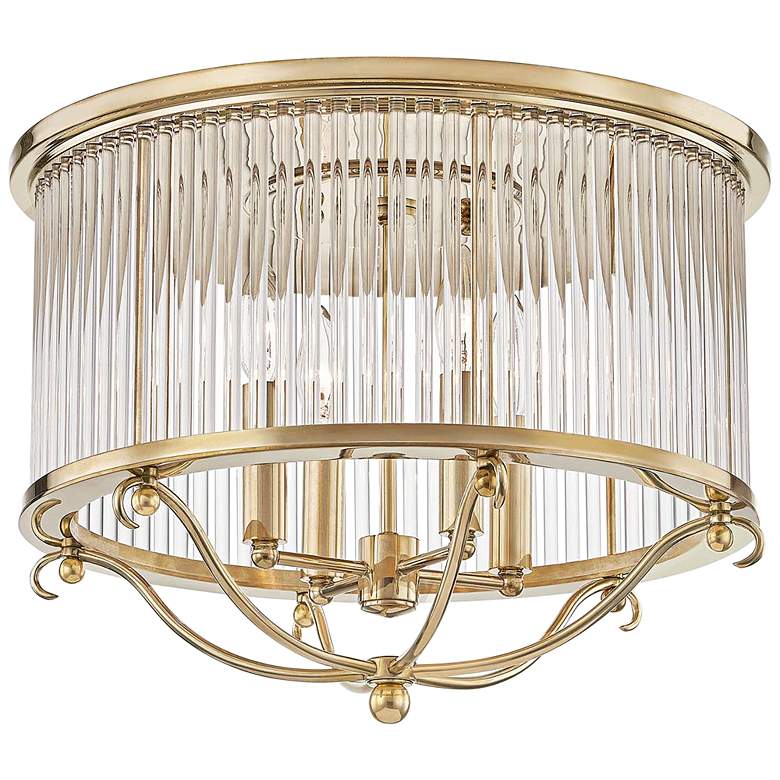 Image 2 Glass No.1 19 inch Wide Aged Brass Crystal Rods Ceiling Light