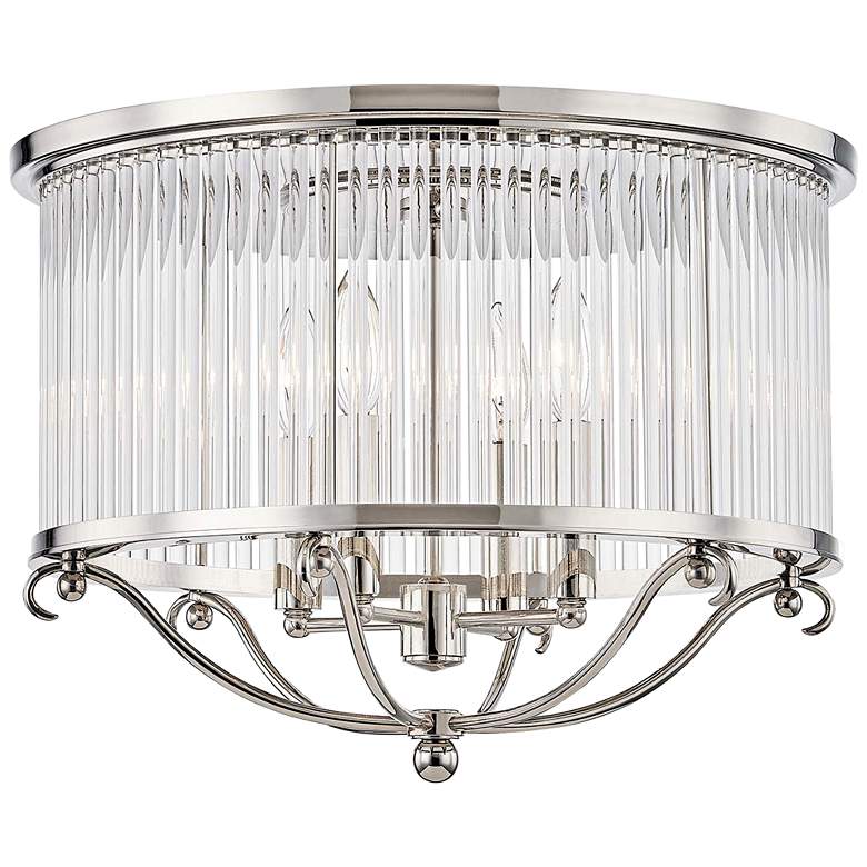Image 2 Glass No.1 19"W Polished Nickel Crystal Rods Ceiling Light