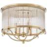 Glass No.1 19" Wide Aged Brass Crystal Rods Ceiling Light