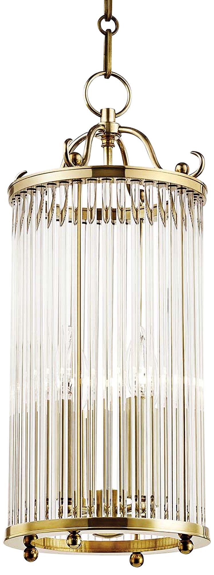 Glass No.1 8 3/4" Wide Aged Brass and Crystal Mini Pendant