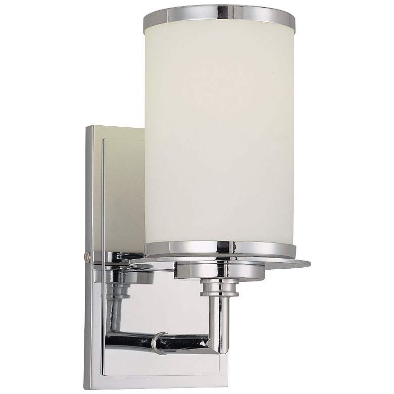 Image 1 Glass Note 9 3/4 inch High Chrome Wall Sconce