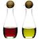 Glass Oil and Vinegar Bottles with Oak Stoppers Set of 2