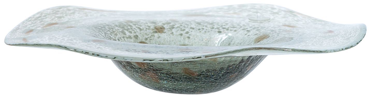 Image 2 Glass Plate w/ Smoked Gray Finish & Earthy Brown Accents more views