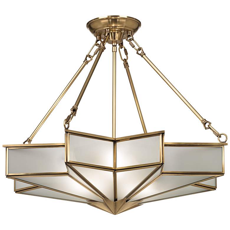 Image 1 Glass Star 24 3/4" Wide Antique Brass Pendant Light