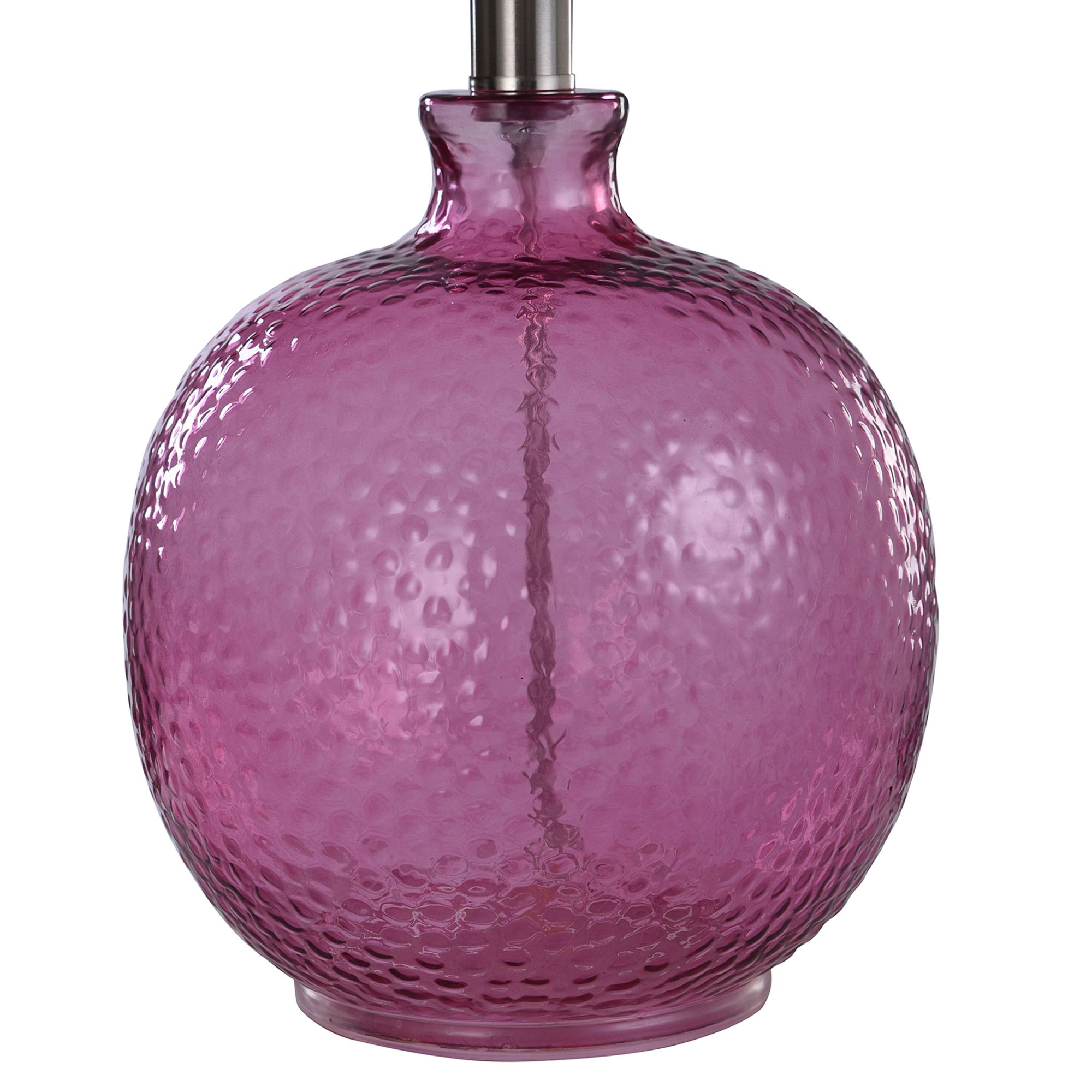 Thumbnail4 of Glass Table Lamp - Bright Purple Finish - White Hardback Fabric Shade more views