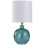 2_Glass Table Lamp - Cerulean Finish - White Hardback Fabric Shade