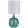 Glass Table Lamp - Cerulean Finish - White Hardback Fabric Shade