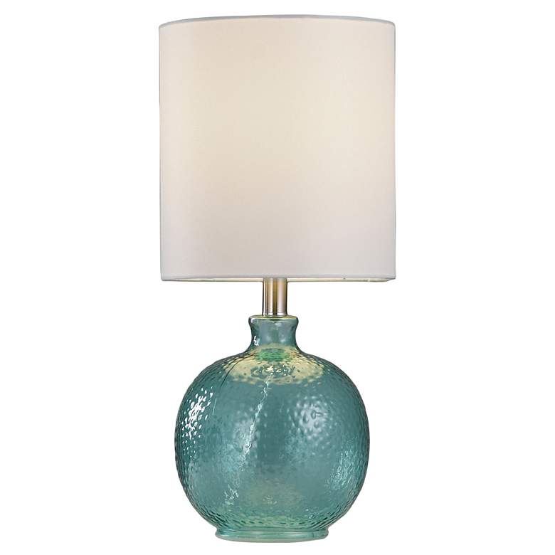 Image 3 Glass Table Lamp - Cerulean Finish - White Hardback Fabric Shade more views