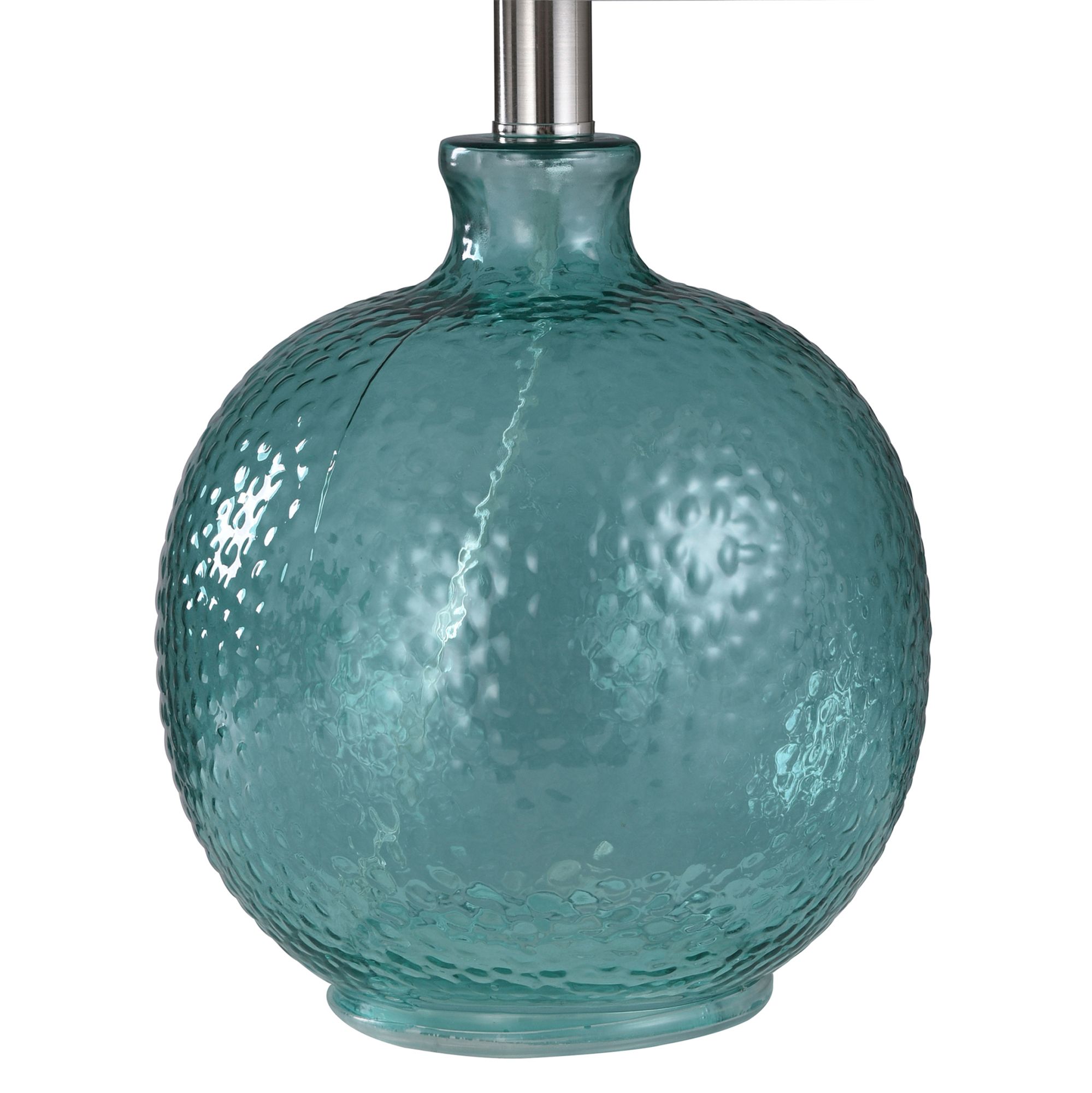 Image 4 Glass Table Lamp - Cerulean Finish - White Hardback Fabric Shade more views