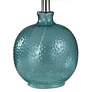 4_Glass Table Lamp - Cerulean Finish - White Hardback Fabric Shade more views