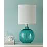 6_Glass Table Lamp - Cerulean Finish - White Hardback Fabric Shade more views