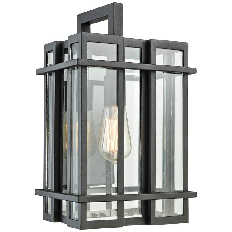 Image 1 Glass Tower 15 inch High Matte Black Outdoor Wall Light