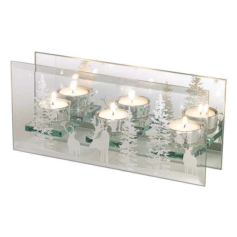 Image 1 Glass Woodland 4 3/4 inch High Tealight Candleholder