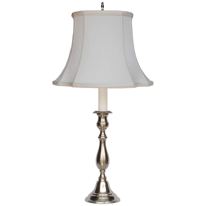 Image 2 Glastonbury Candlestick Pewter Table Lamp with Off-White Shade