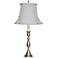 Glastonbury Candlestick Pewter Table Lamp with Off-White Shade
