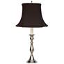 Glastonbury Pewter Candlestick Table Lamp with Black Silk Shade