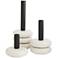 Glaze Ivory Stained Ceramic Straight Candle Sticks Set of 3