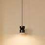 1_Glazed 3 1/2"W Aged Brass and Black Ceramic LED Mini Pendant