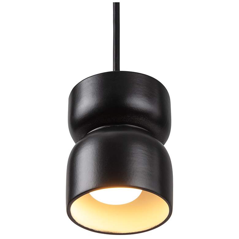 Image 2 Glazed 3 1/2"W Aged Brass and Black Ceramic LED Mini Pendant more views