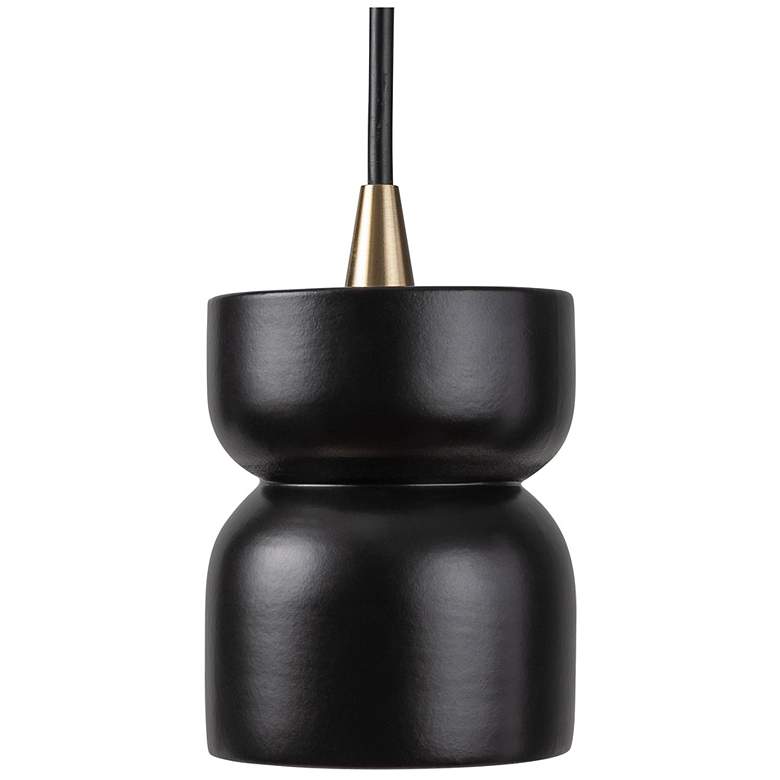 Image 3 Glazed 3 1/2"W Aged Brass and Black Ceramic LED Mini Pendant more views