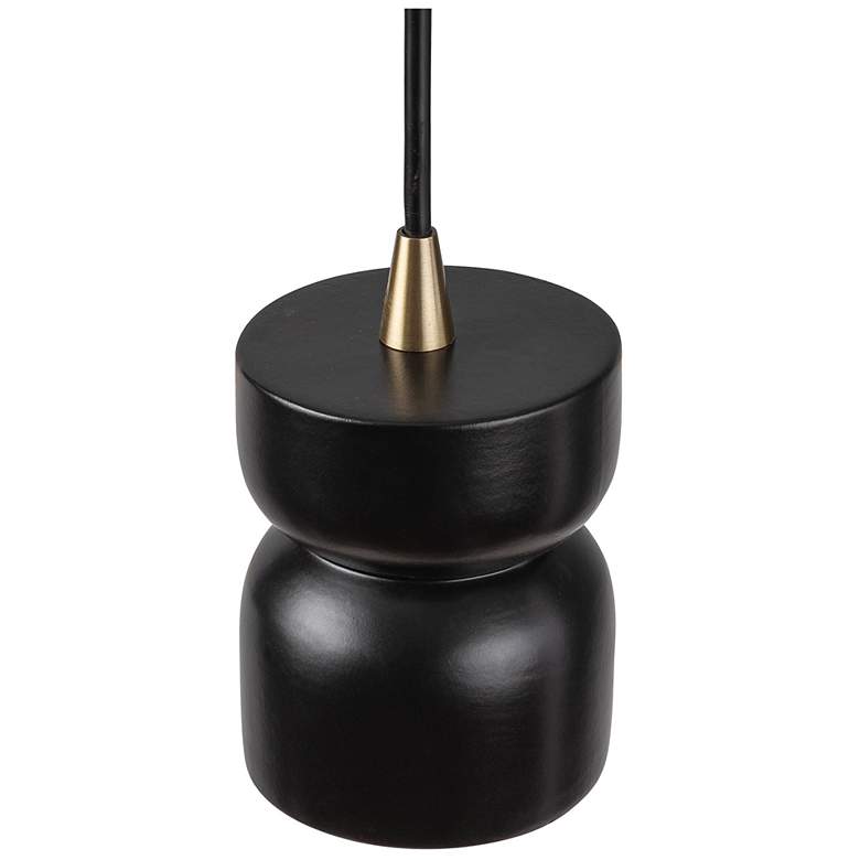 Image 4 Glazed 3 1/2"W Aged Brass and Black Ceramic LED Mini Pendant more views