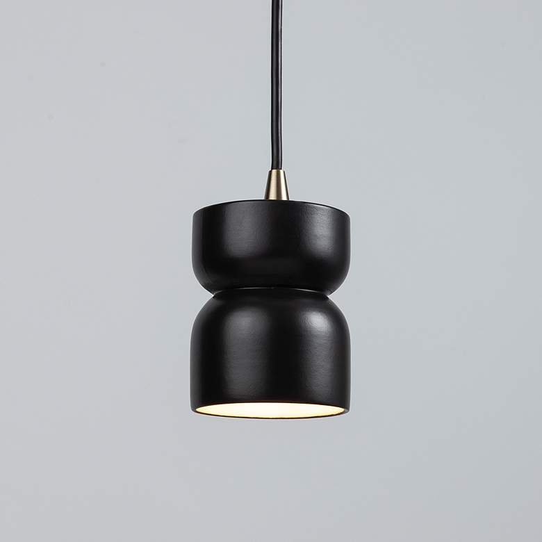 Image 5 Glazed 3 1/2"W Aged Brass and Black Ceramic LED Mini Pendant more views