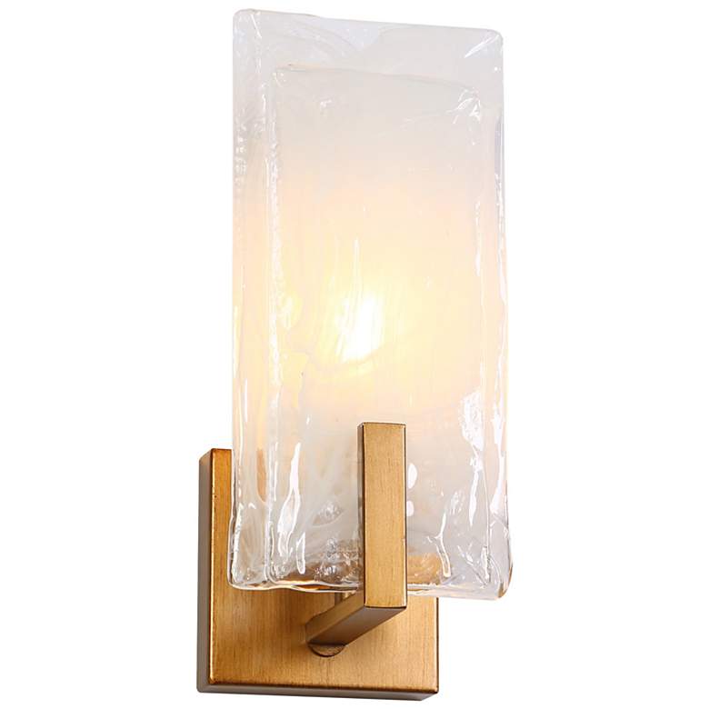 Image 1 Gleam 5" Wide Gold 1-Light Rectangular Glass Wall Sconce