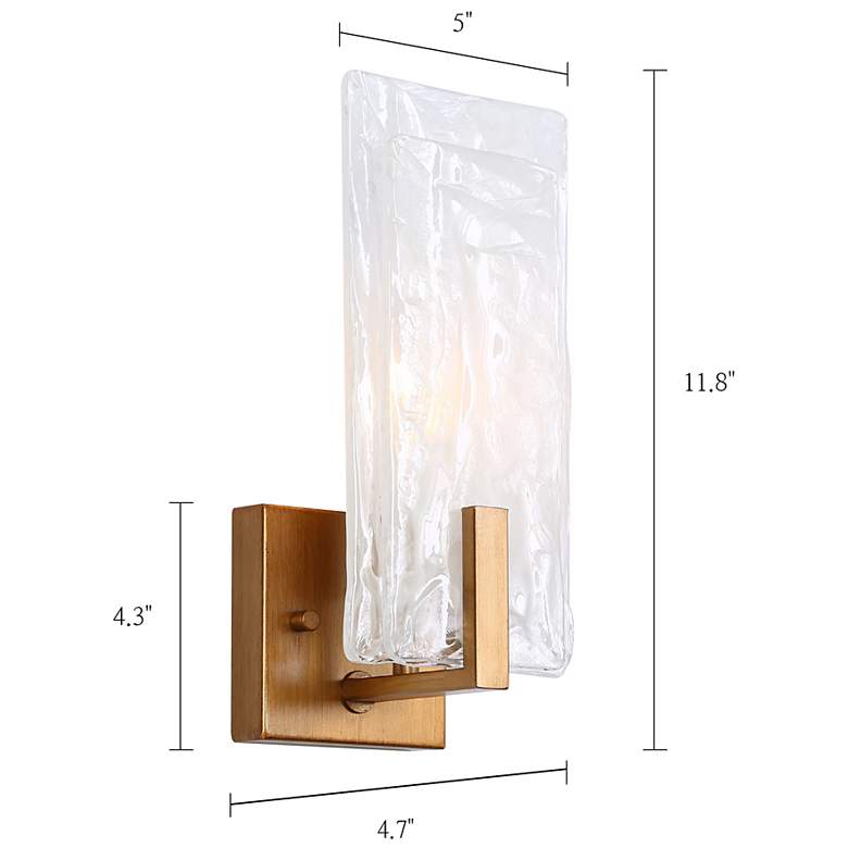 Image 2 Gleam 5" Wide Gold 1-Light Rectangular Glass Wall Sconce more views