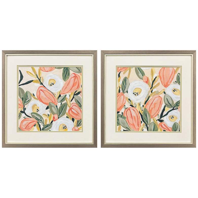 Image 1 Gleeful Garden 17"W x 17"H Modern Framed Art Set of 2
