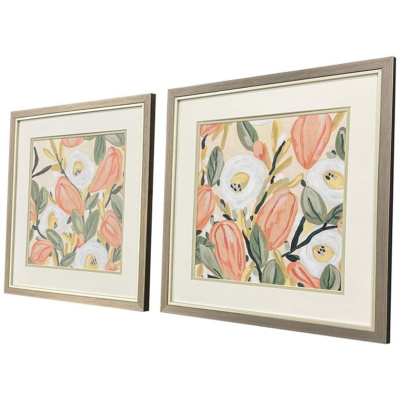 Image 2 Gleeful Garden 17"W x 17"H Modern Framed Art Set of 2 more views