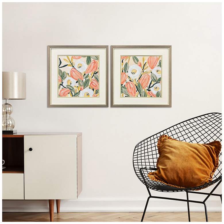 Image 4 Gleeful Garden 17"W x 17"H Modern Framed Art Set of 2 more views