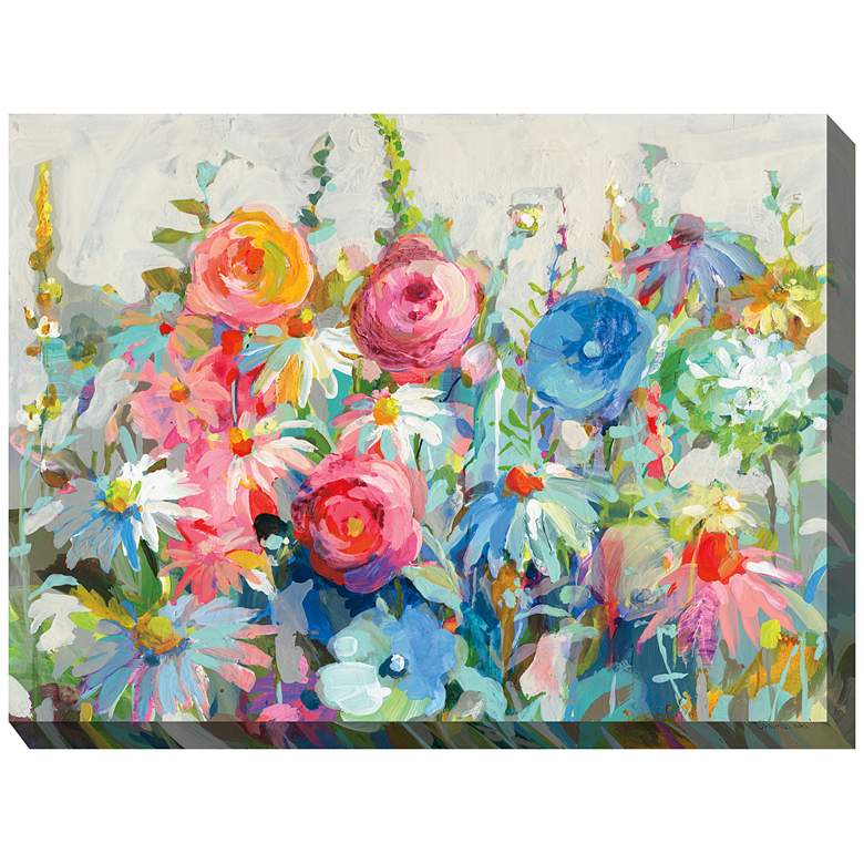 Image 2 Gleeful Garden 40" Wide Rectangular Outdoor Canvas Wall Art