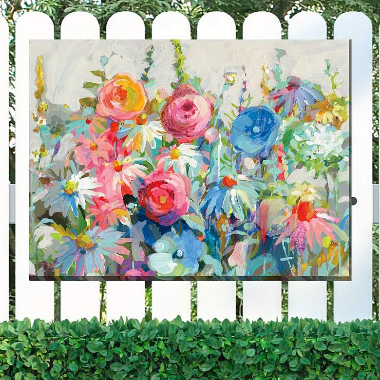 Image 1 Gleeful Garden 40" Wide Rectangular Outdoor Canvas Wall Art