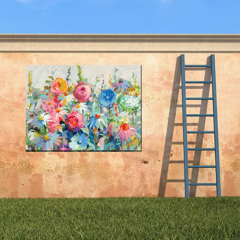 Image 3 Gleeful Garden 40" Wide Rectangular Outdoor Canvas Wall Art more views
