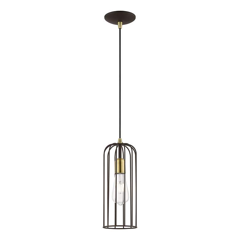 Image 3 Glenbrook 1 Light Bronze Pendant with Antique Brass Accents more views