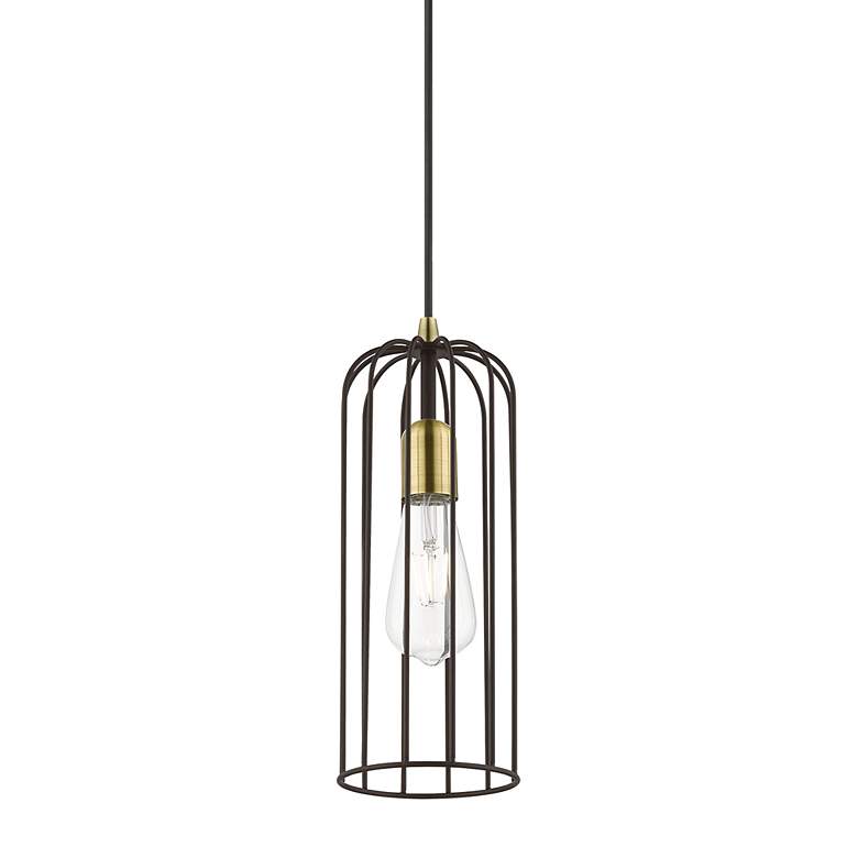 Image 4 Glenbrook 1 Light Bronze Pendant with Antique Brass Accents more views