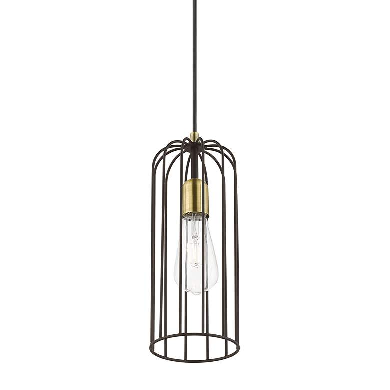 Image 5 Glenbrook 1 Light Bronze Pendant with Antique Brass Accents more views