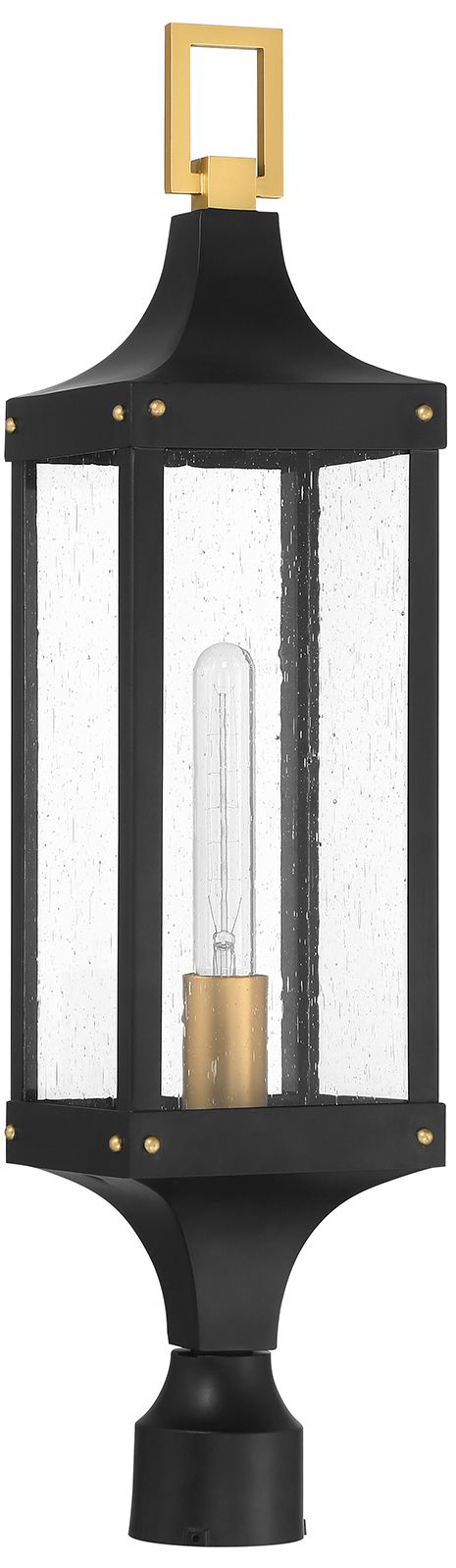 Image 2 Glendale 1-Lt Outdoor Post Lantern Matte Black and Weathered Brushed Brass more views