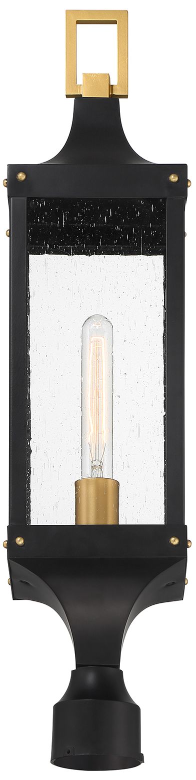Image 3 Glendale 1-Lt Outdoor Post Lantern Matte Black and Weathered Brushed Brass more views