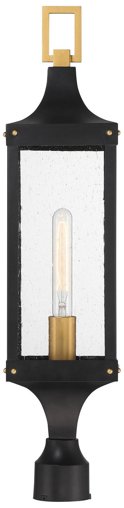 Image 4 Glendale 1-Lt Outdoor Post Lantern Matte Black and Weathered Brushed Brass more views