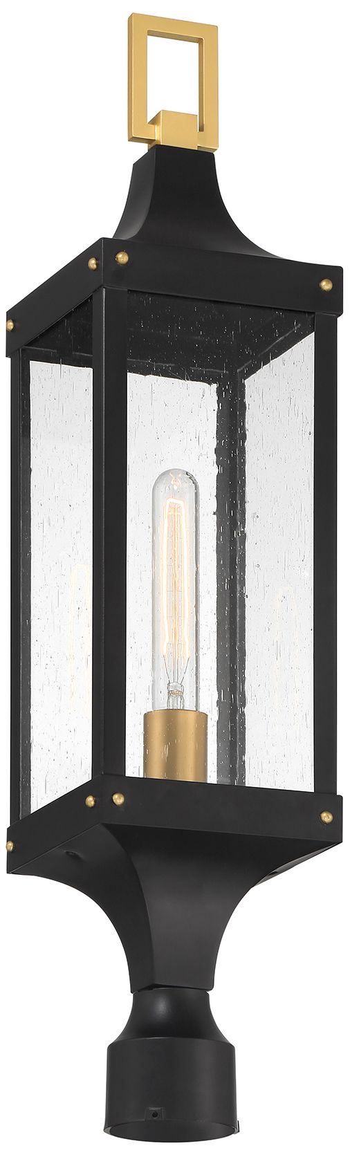 Image 5 Glendale 1-Lt Outdoor Post Lantern Matte Black and Weathered Brushed Brass more views