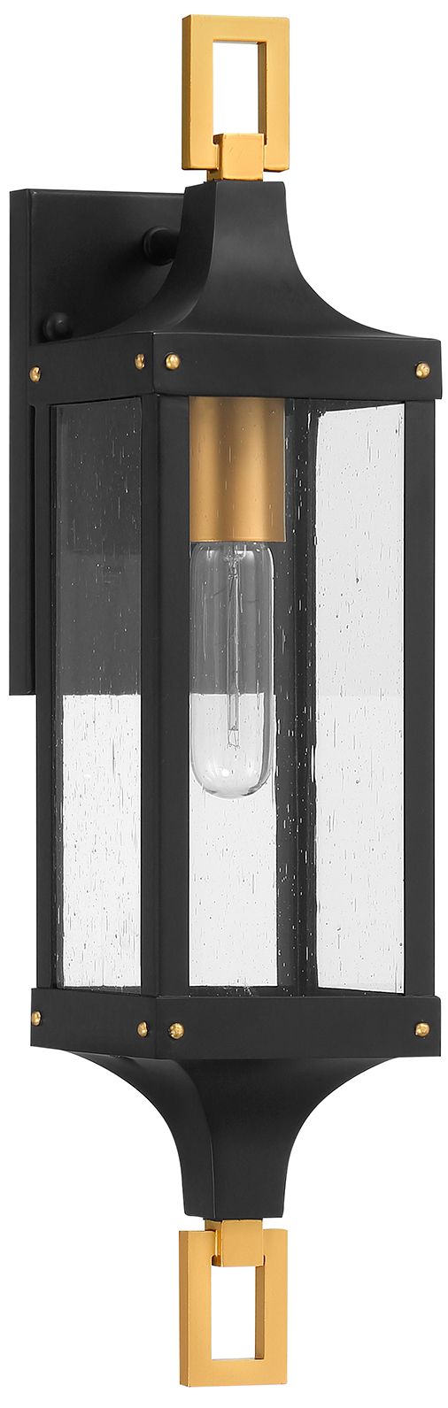 Image 2 Glendale 1-Lt Outdoor Wall Lantern Matte Black and Weathered Brushed Brass more views