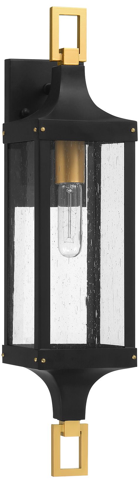 Image 2 Glendale 1-Lt Outdoor Wall Lantern Matte Black and Weathered Brushed Brass more views