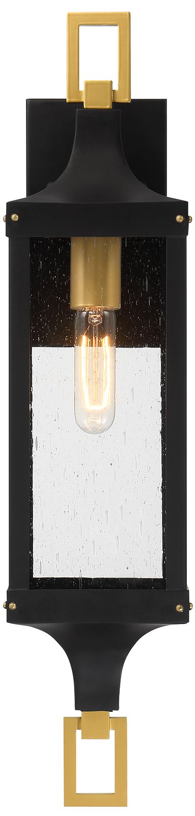 Image 3 Glendale 1-Lt Outdoor Wall Lantern Matte Black and Weathered Brushed Brass more views