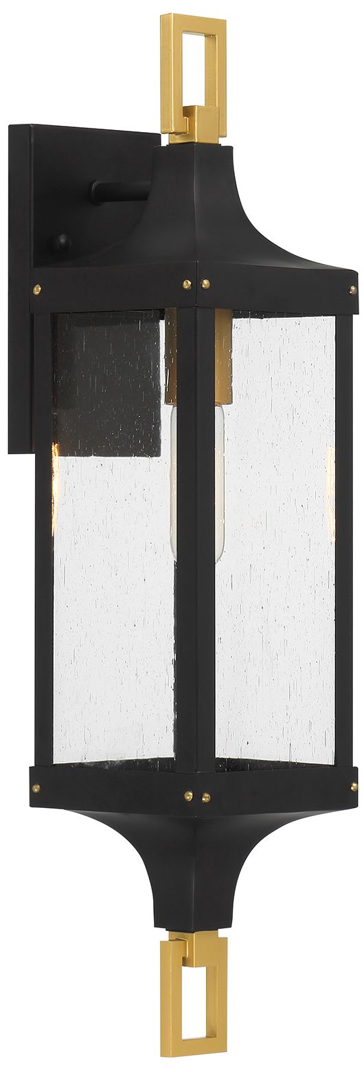 Image 4 Glendale 1-Lt Outdoor Wall Lantern Matte Black and Weathered Brushed Brass more views