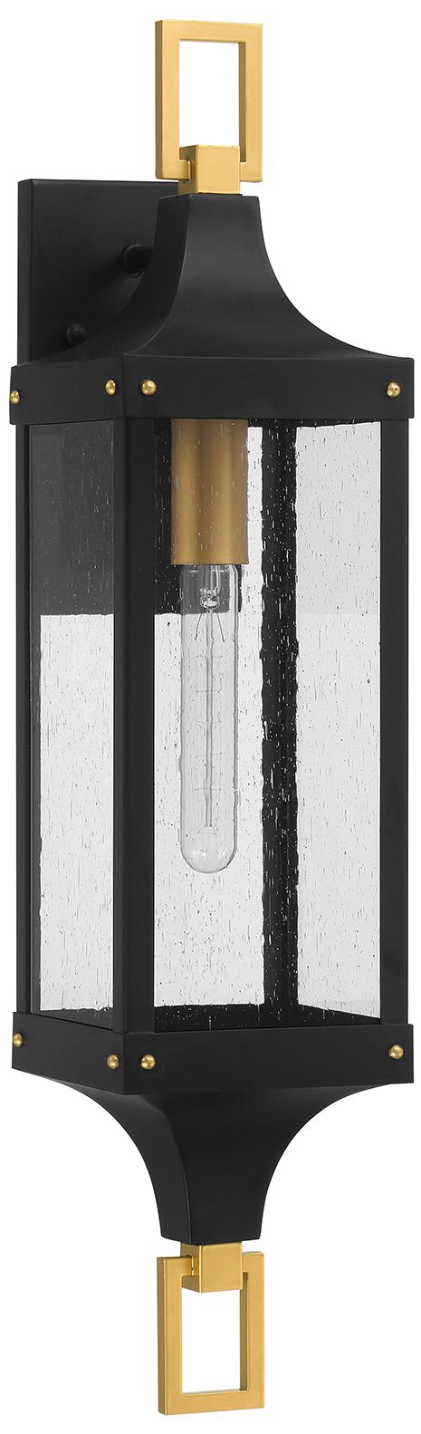 Image 2 Glendale 1-Lt Outdoor Wall Lantern Matte Black and Weathered Brushed Brass more views
