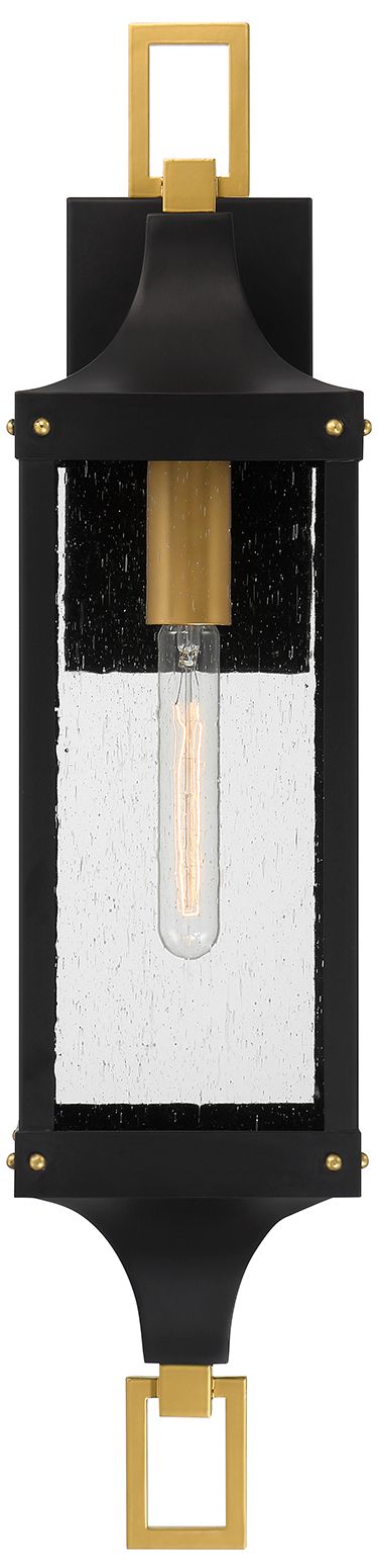 Image 3 Glendale 1-Lt Outdoor Wall Lantern Matte Black and Weathered Brushed Brass more views