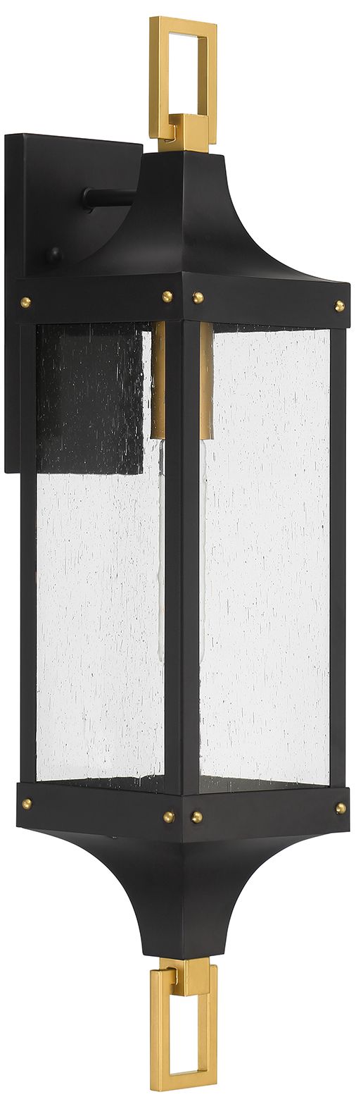 Image 4 Glendale 1-Lt Outdoor Wall Lantern Matte Black and Weathered Brushed Brass more views
